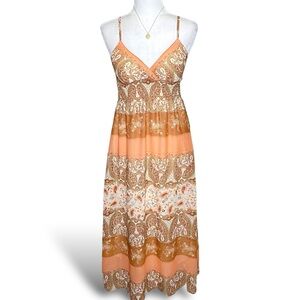 She's Cool Peach and Cream Paisley Maxi Dress